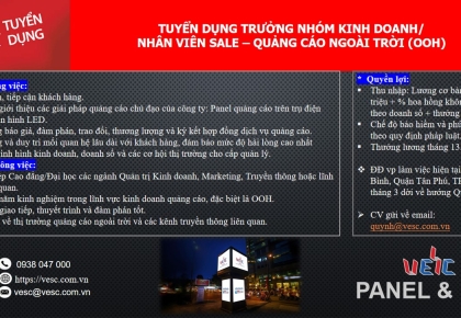 TUYỂN DỤNG TRƯỞNG NHÓM KINH DOANH - NHÂN VIÊN KINH DOANH 